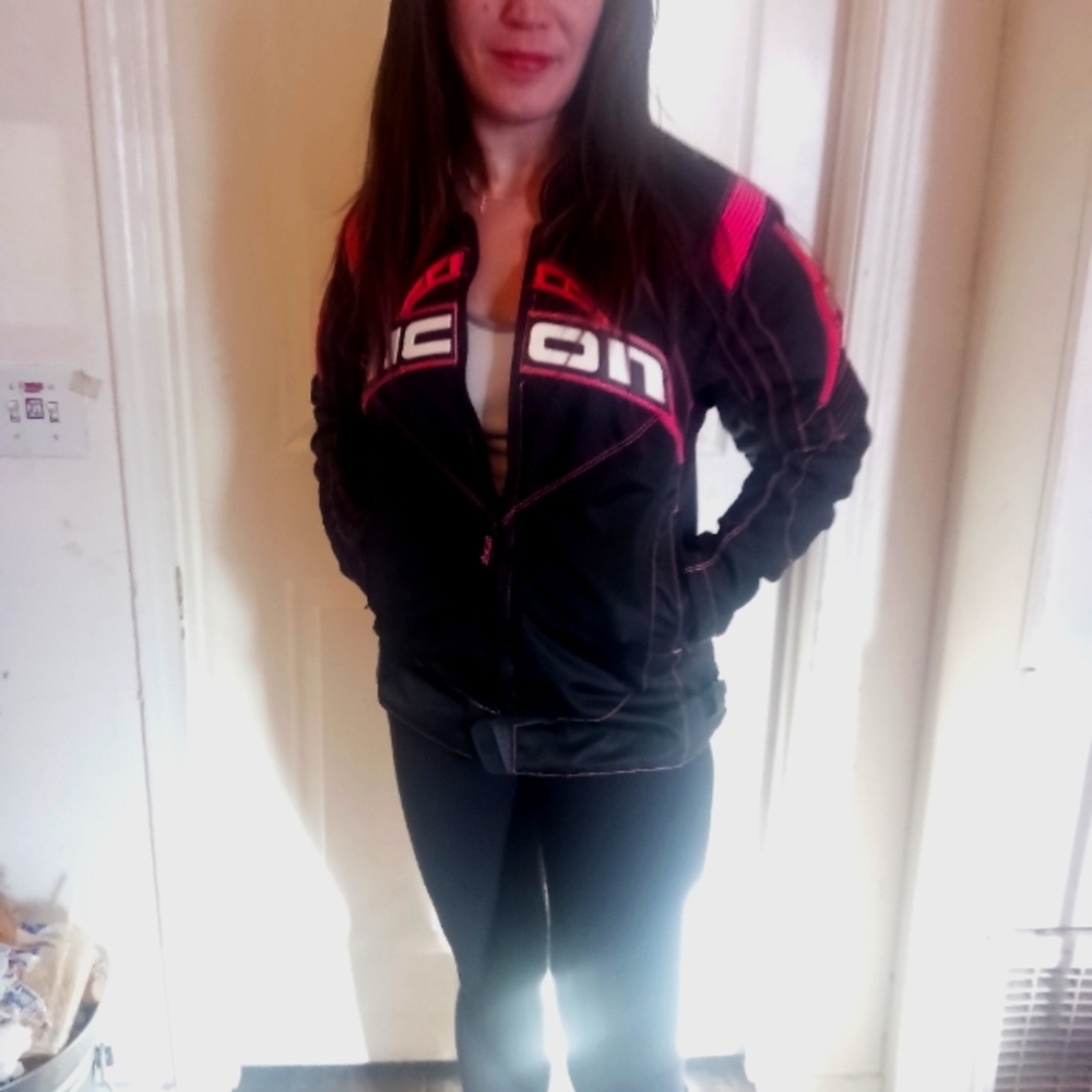 iicon motorcycle jacket medium black and pink